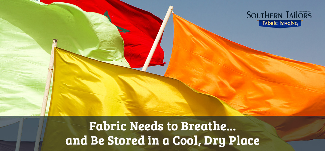 Picture of different flags and fabrics for digital fabric printing